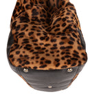 Shoulder Bag Bamboo Shopper Tote Brown Leopard Print Calf Hair