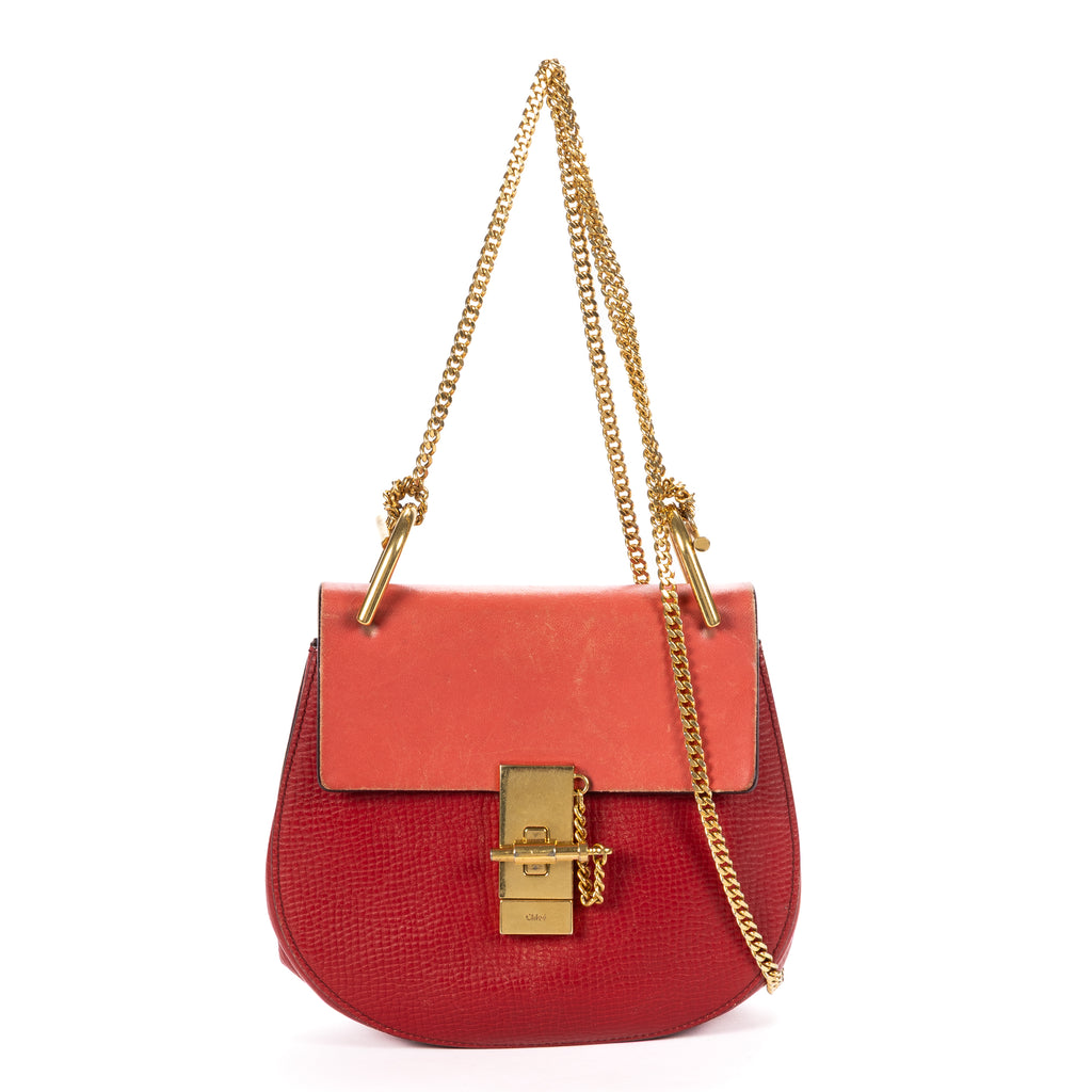 Shoulder Bag Drew Crossbody Bag Mini Red Grained Calfskin Leather
