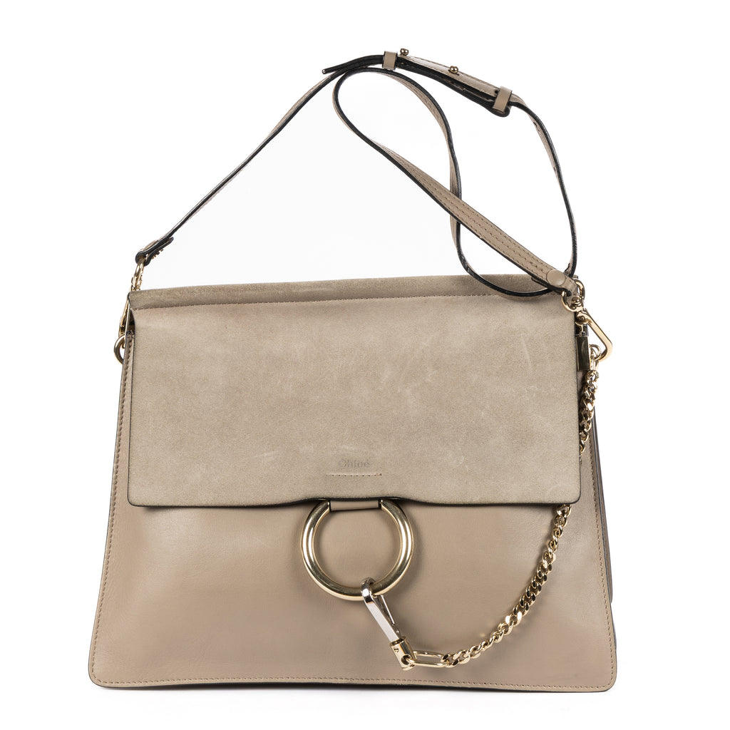 Shoulder Bag Medium Faye Bag Medium Grey Calfskin/Suede Leather