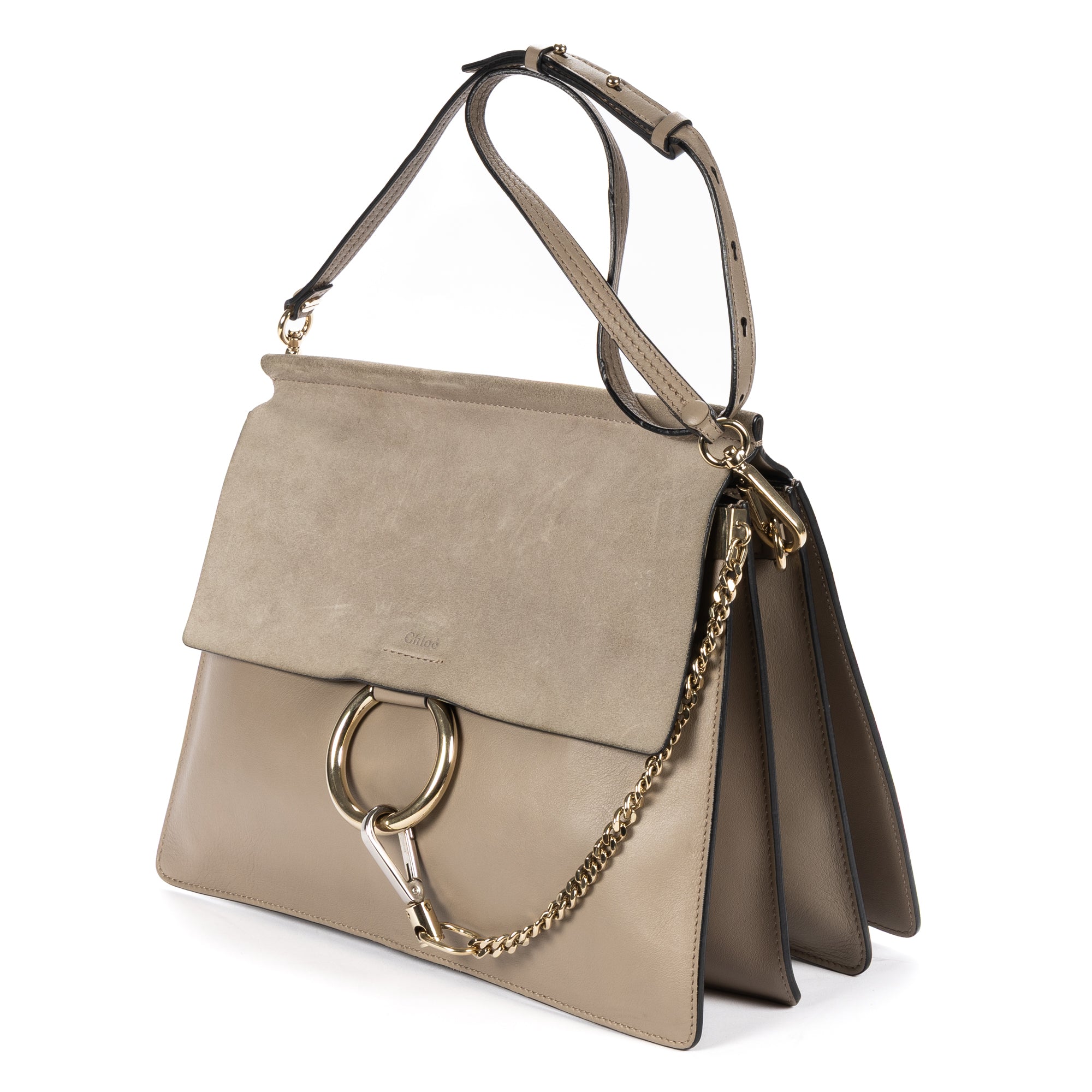 Shoulder Bag Medium Faye Bag Medium Grey Calfskin/Suede Leather