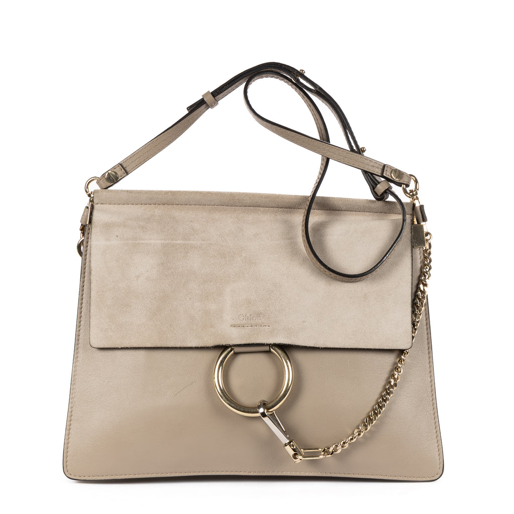 Shoulder Bag Medium Faye Bag Medium Grey Calfskin/Suede Leather