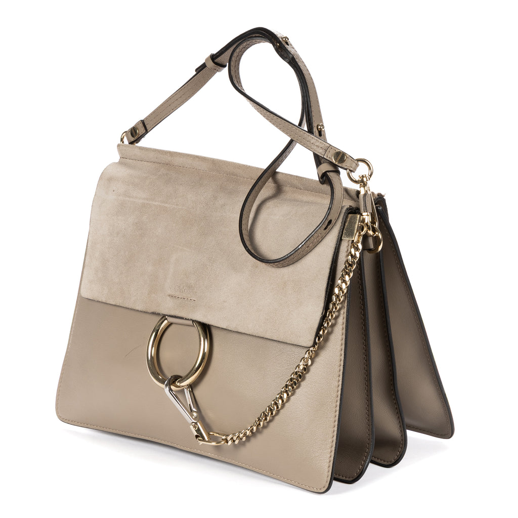 Shoulder Bag Medium Faye Bag Medium Grey Calfskin/Suede Leather