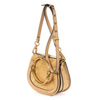 Shoulder Bag Small Nile Bracelet Bag Small Beige Suede Sudded Leather