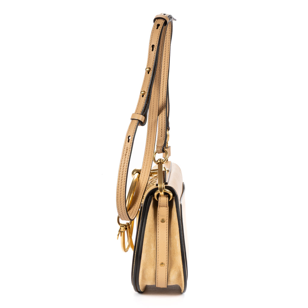 Shoulder Bag Small Nile Bracelet Bag Small Beige Suede Sudded Leather