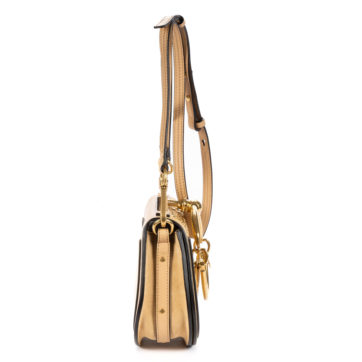 Shoulder Bag Small Nile Bracelet Bag Small Beige Suede Sudded Leather