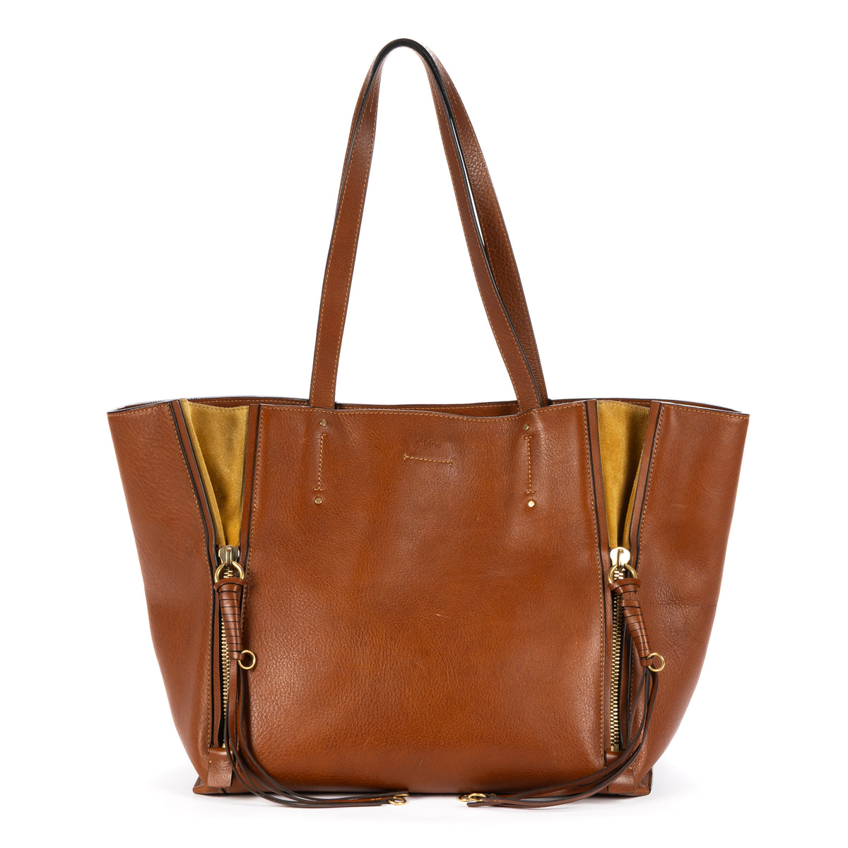 Shoulder Bag Milo Shopping Tote Brown Pebbled Calfskin Leather