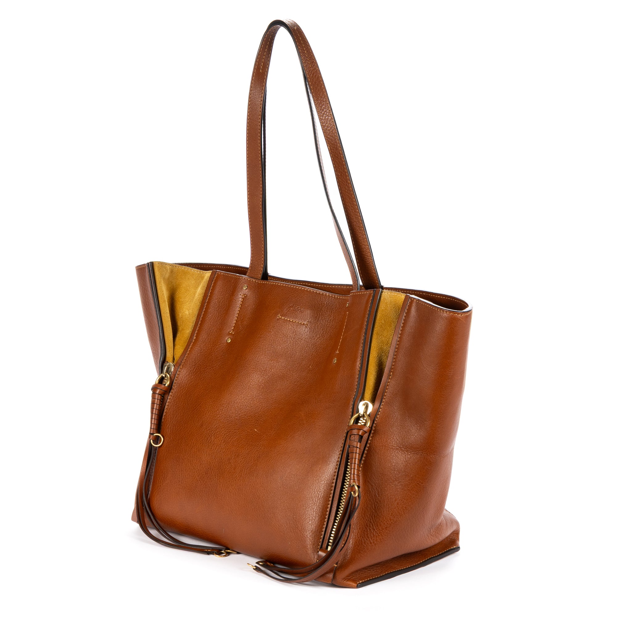 Shoulder Bag Milo Shopping Tote Brown Pebbled Calfskin Leather