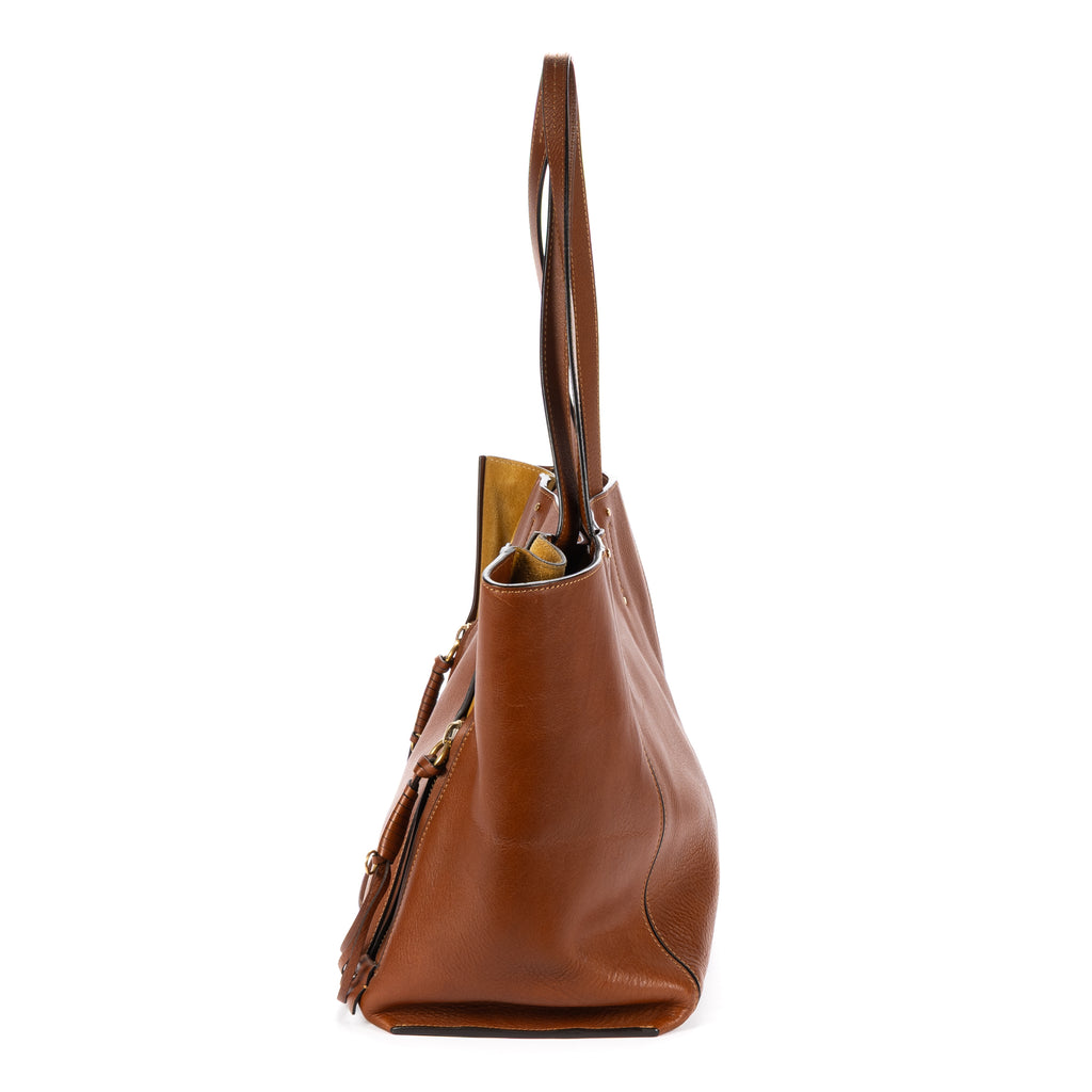 Shoulder Bag Milo Shopping Tote Brown Pebbled Calfskin Leather
