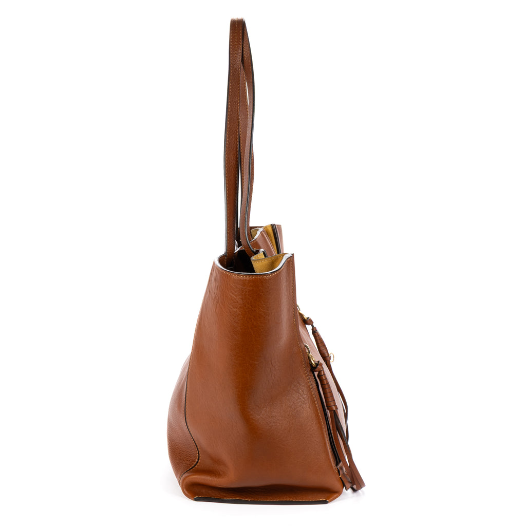Shoulder Bag Milo Shopping Tote Brown Pebbled Calfskin Leather