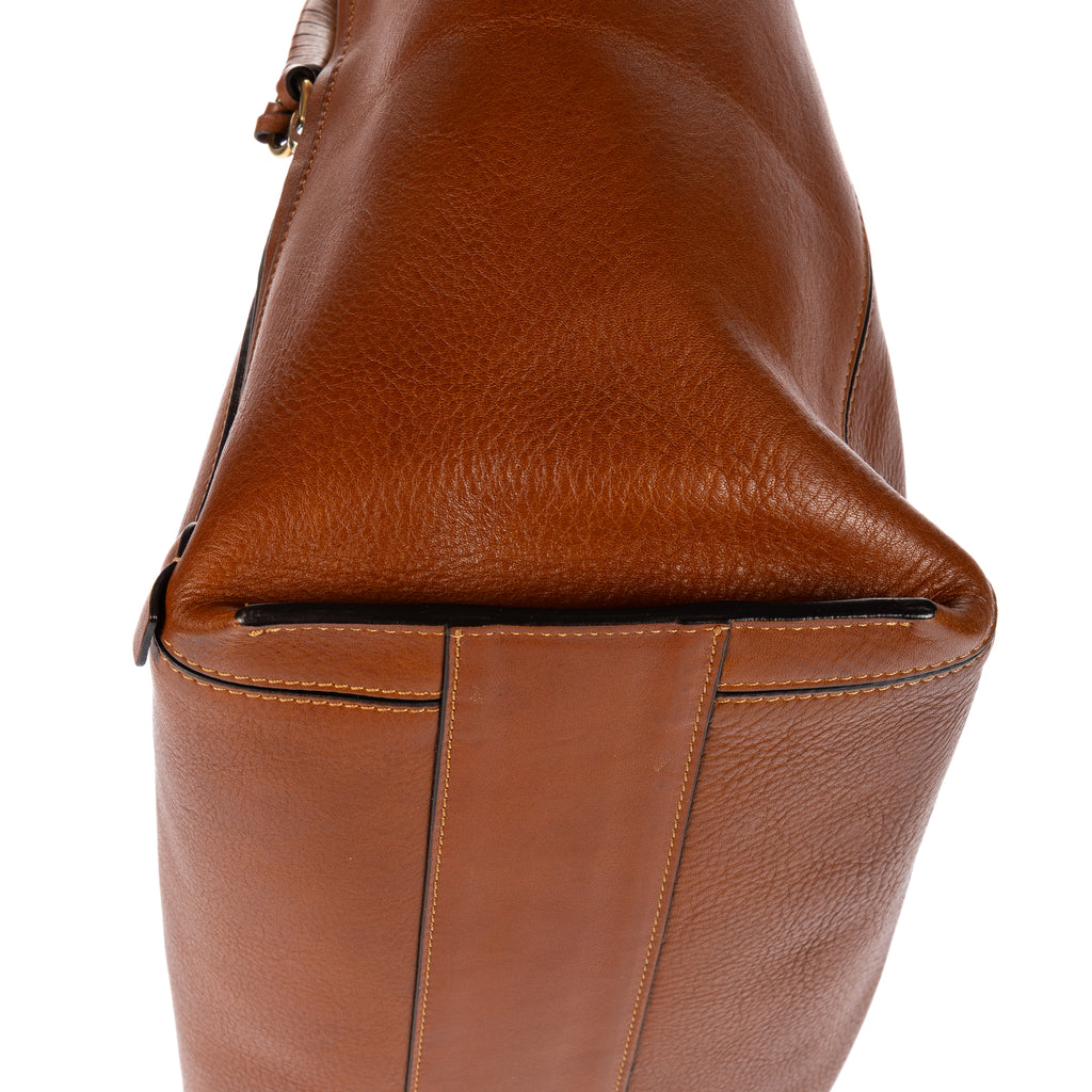 Shoulder Bag Milo Shopping Tote Brown Pebbled Calfskin Leather
