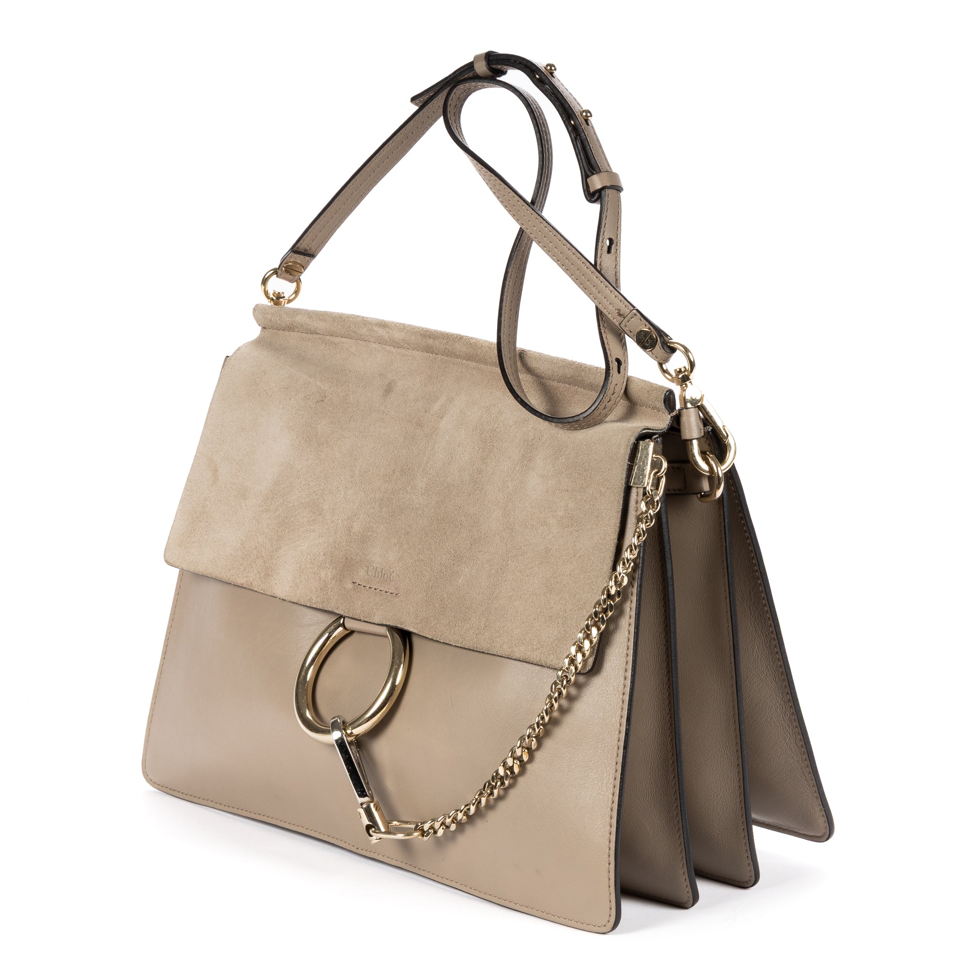 Shoulder Bag Medium Faye Bag Medium Grey Calfskin/Suede Leather