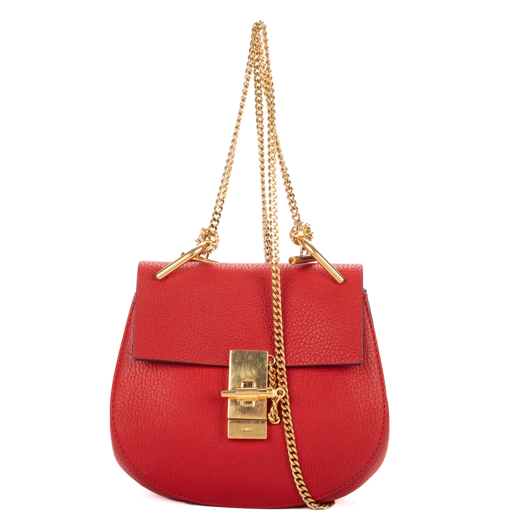 Shoulder Bag Drew Crossbody Bag Mini Red Grained Calfskin Leather