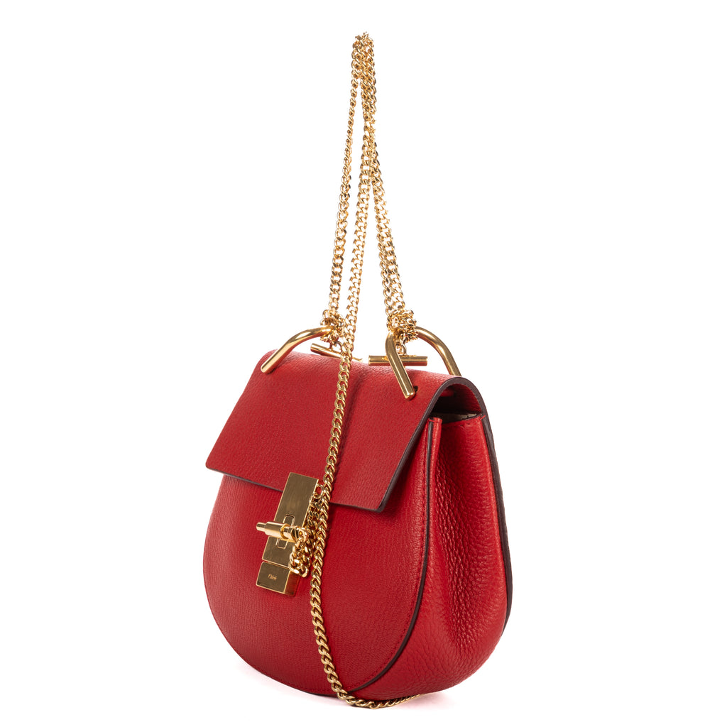 Shoulder Bag Drew Crossbody Bag Mini Red Grained Calfskin Leather