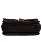 Shoulder Bag C Chain Flap Black Suede Leather