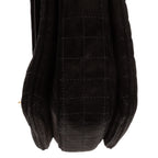 Shoulder Bag C Chain Flap Black Suede Leather