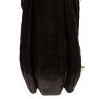 Shoulder Bag C Chain Flap Black Suede Leather