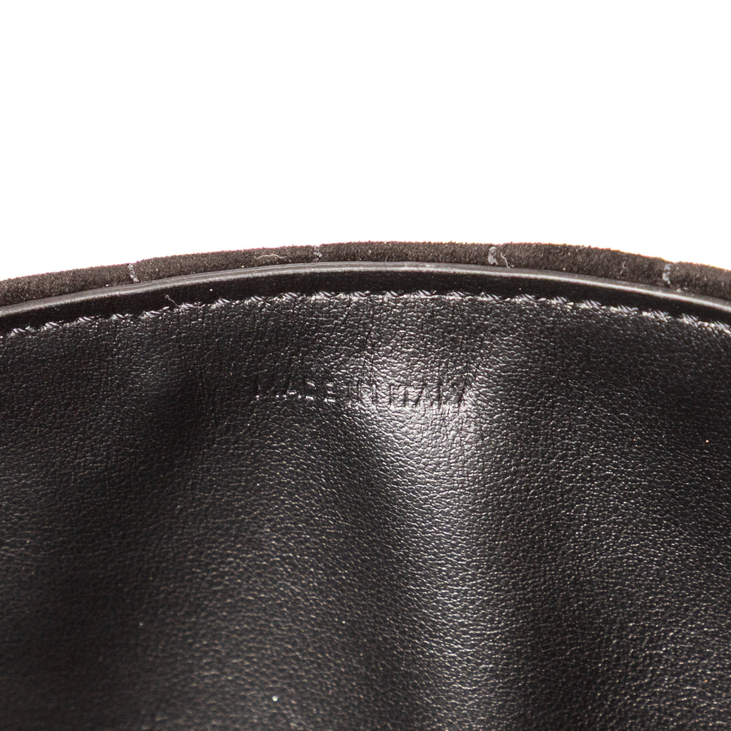 Shoulder Bag C Chain Flap Black Suede Leather