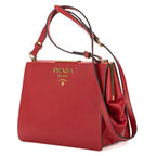 Shoulder Bag Frame Bag Red Saffiano Leather