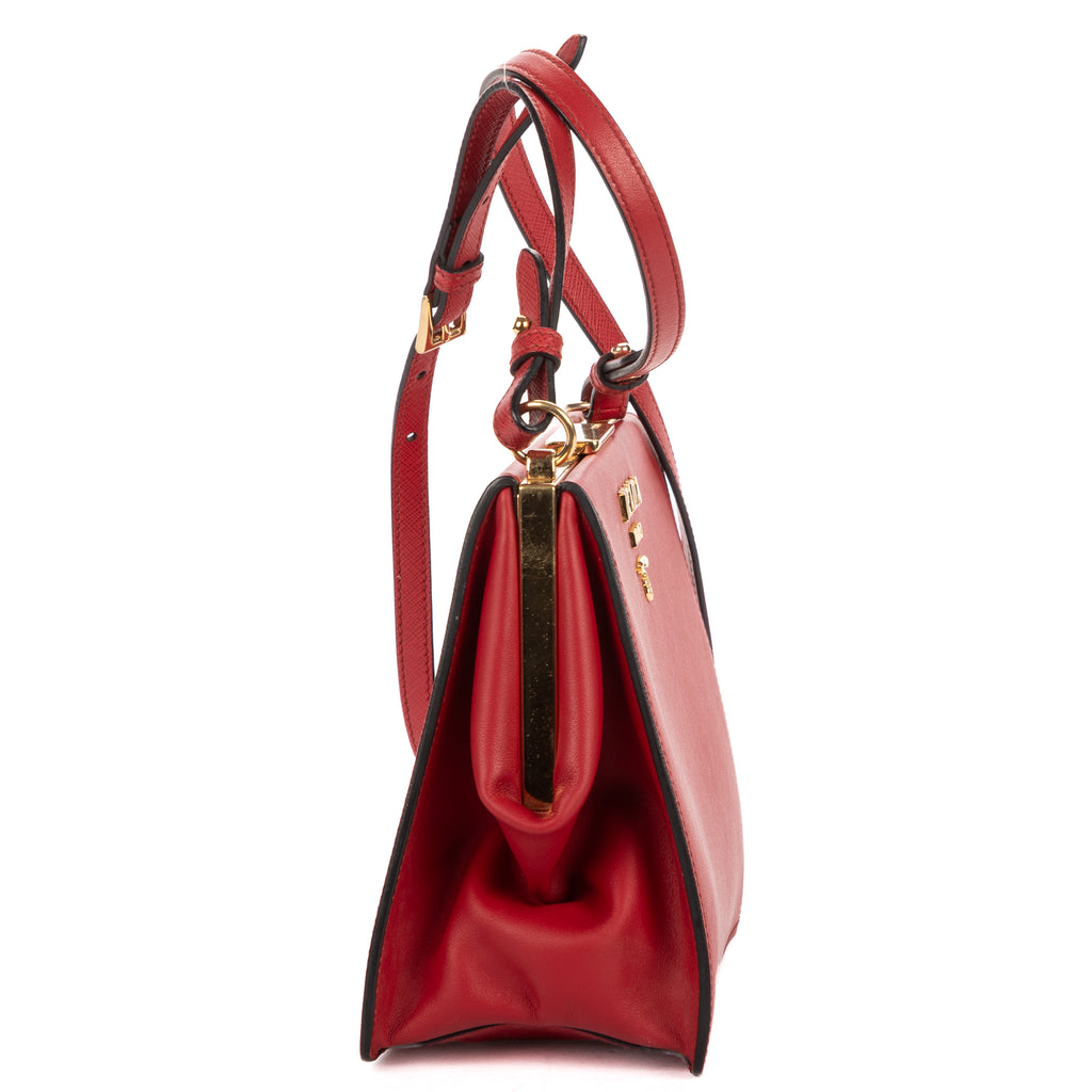 Shoulder Bag Frame Bag Red Saffiano Leather