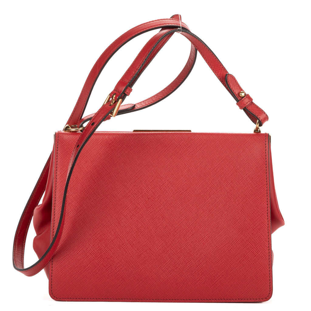 Shoulder Bag Frame Bag Red Saffiano Leather