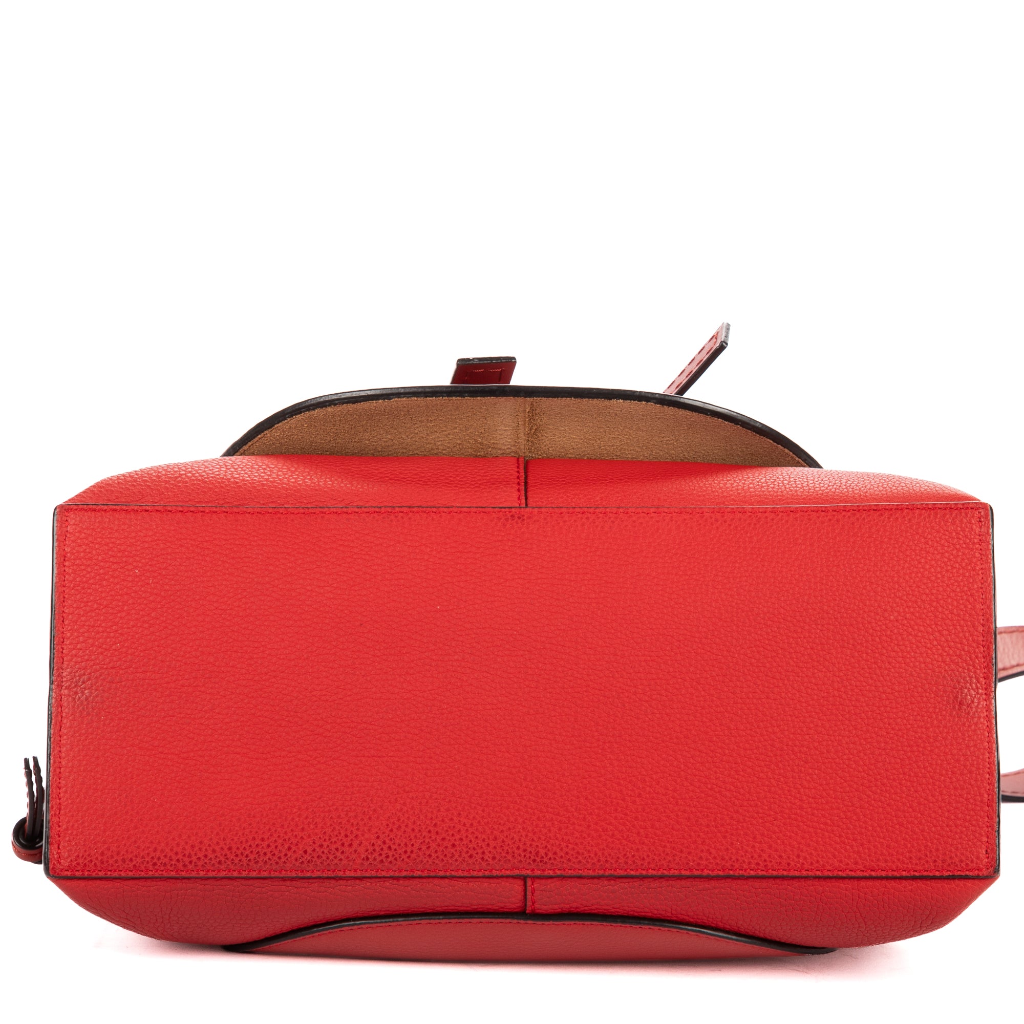 Shoulder Bag Gate Top Handle Tote Red Grained Calfskin Leather