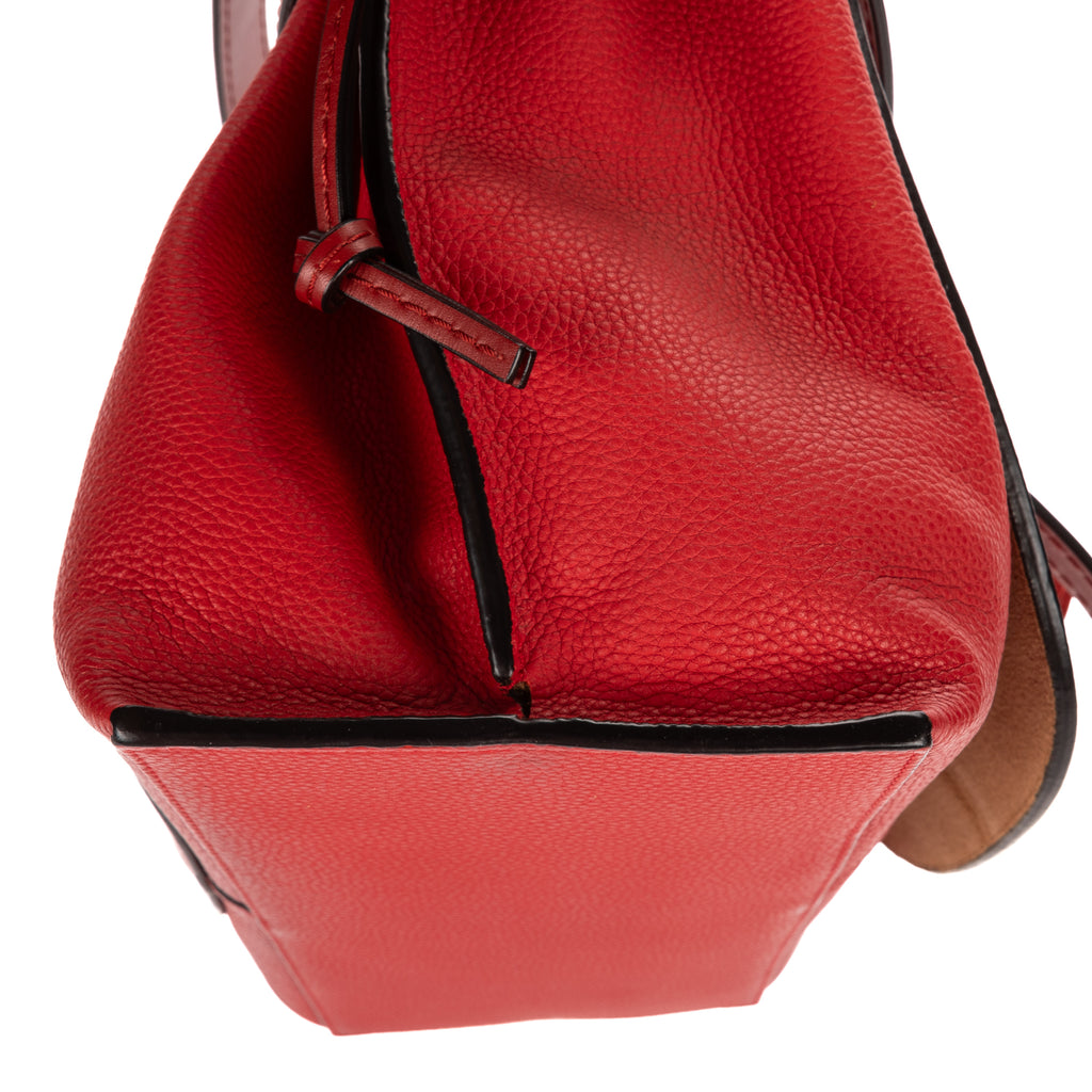 Shoulder Bag Gate Top Handle Tote Red Grained Calfskin Leather