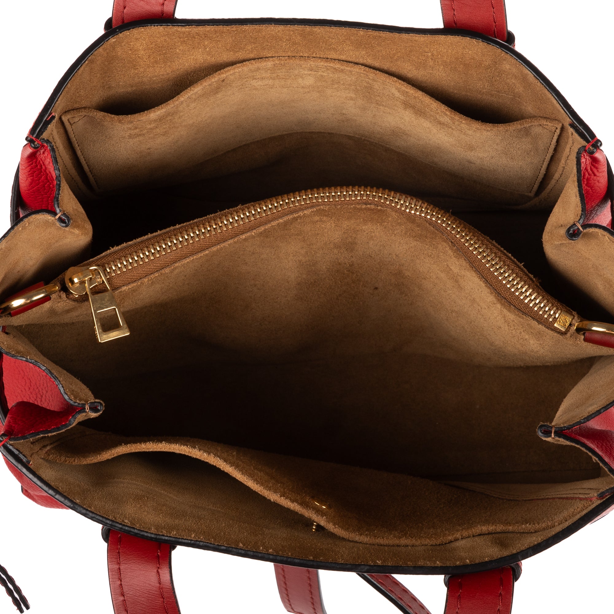 Shoulder Bag Gate Top Handle Tote Red Grained Calfskin Leather