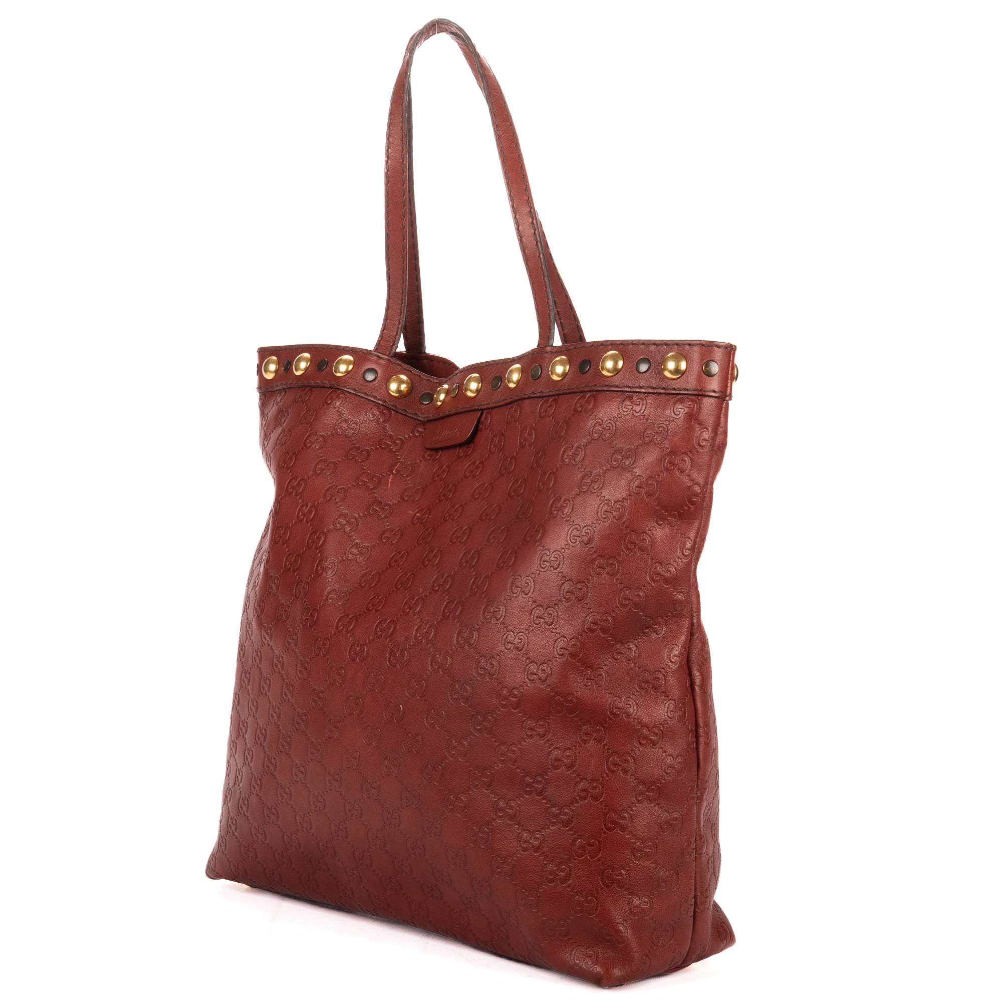 Shoulder Bag Babouska Tote Burgundy Monogrammed Calfskin Leather