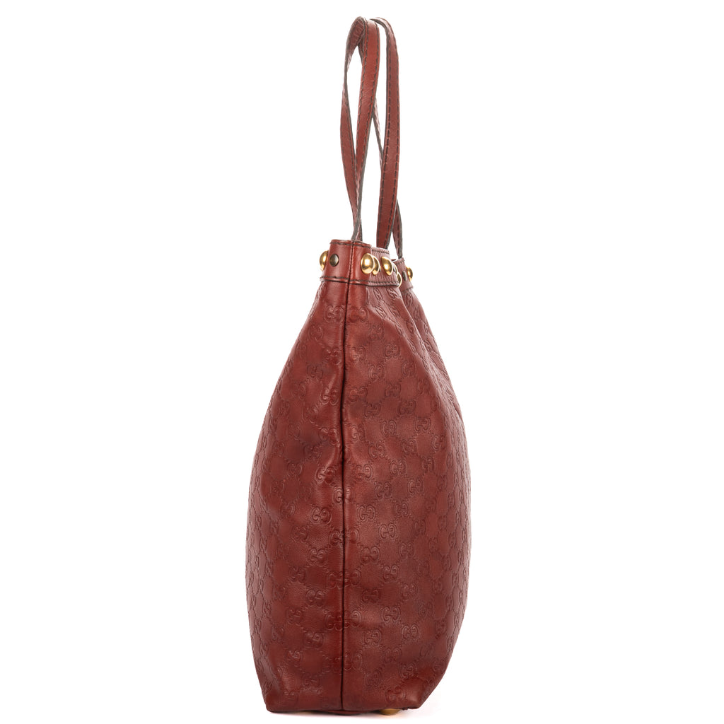 Shoulder Bag Babouska Tote Burgundy Monogrammed Calfskin Leather
