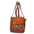 Backpack Mini Faye Backpack Bag Brown Suede/Grained Calfskin Leather