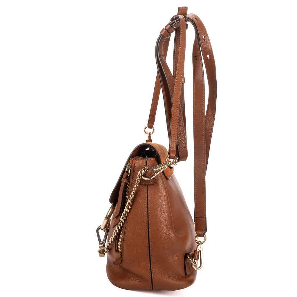 Backpack Mini Faye Backpack Bag Brown Suede/Grained Calfskin Leather
