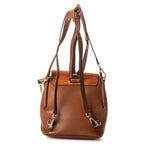 Backpack Mini Faye Backpack Bag Brown Suede/Grained Calfskin Leather