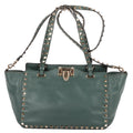 Shoulder Bag Rockstud Crossbody Green Pyramid Studded Smooth Leather