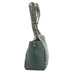 Shoulder Bag Rockstud Crossbody Green Pyramid Studded Smooth Leather