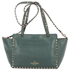 Shoulder Bag Rockstud Crossbody Green Pyramid Studded Smooth Leather