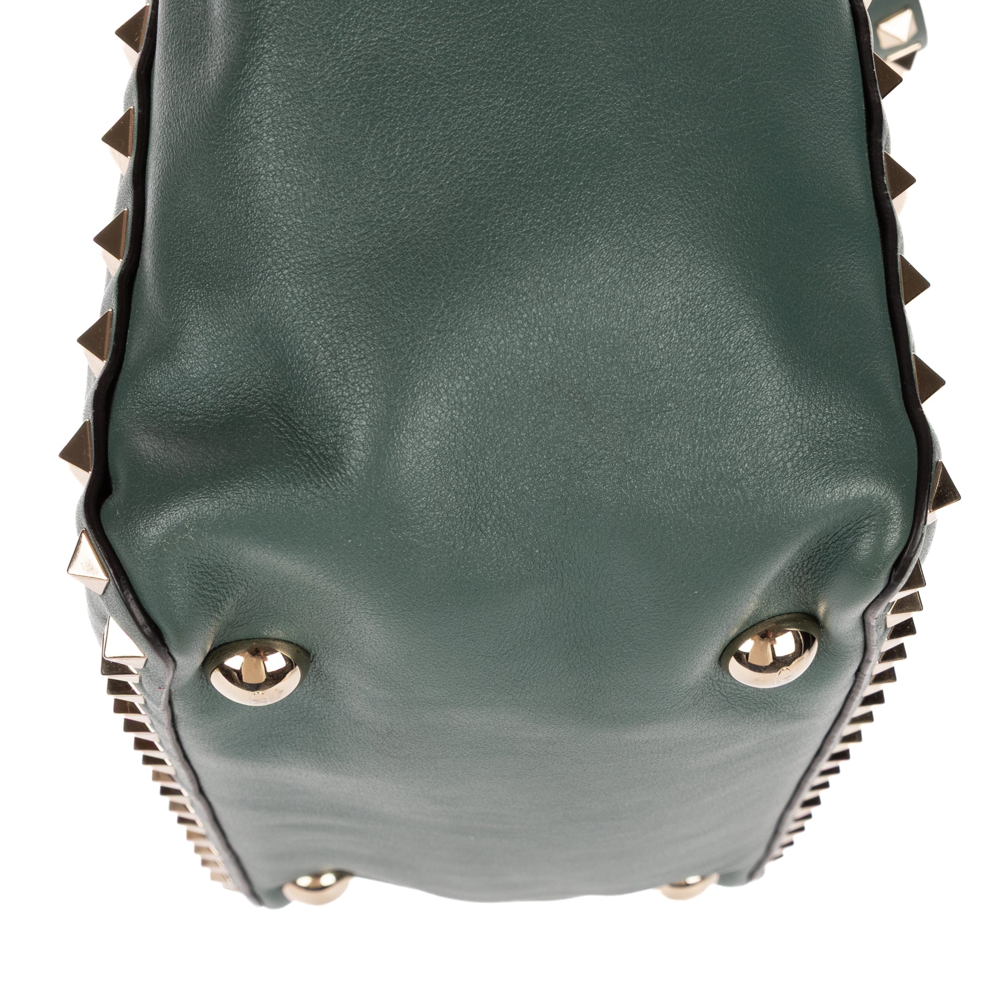 Shoulder Bag Rockstud Crossbody Green Pyramid Studded Smooth Leather