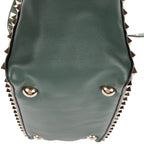 Shoulder Bag Rockstud Crossbody Green Pyramid Studded Smooth Leather