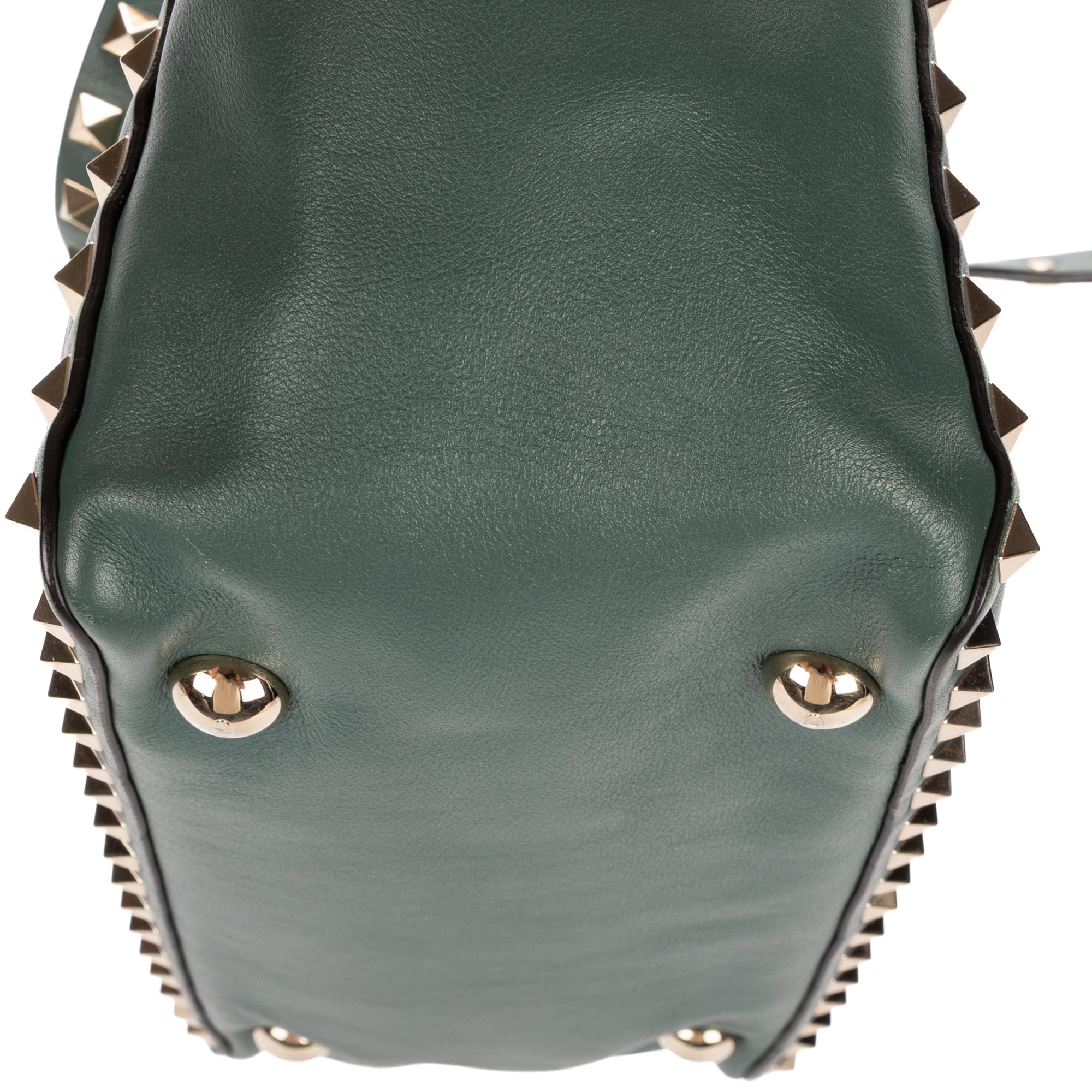 Shoulder Bag Rockstud Crossbody Green Pyramid Studded Smooth Leather