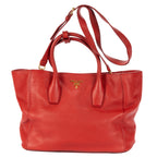 Shoulder Bag Open Tote Red Vitello Phenix Calfskin Leather