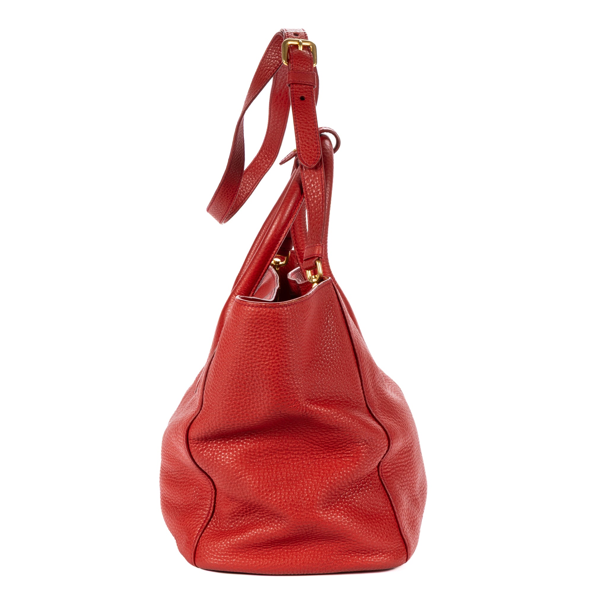 Shoulder Bag Open Tote Red Vitello Phenix Calfskin Leather