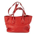 Shoulder Bag Open Tote Red Vitello Phenix Calfskin Leather