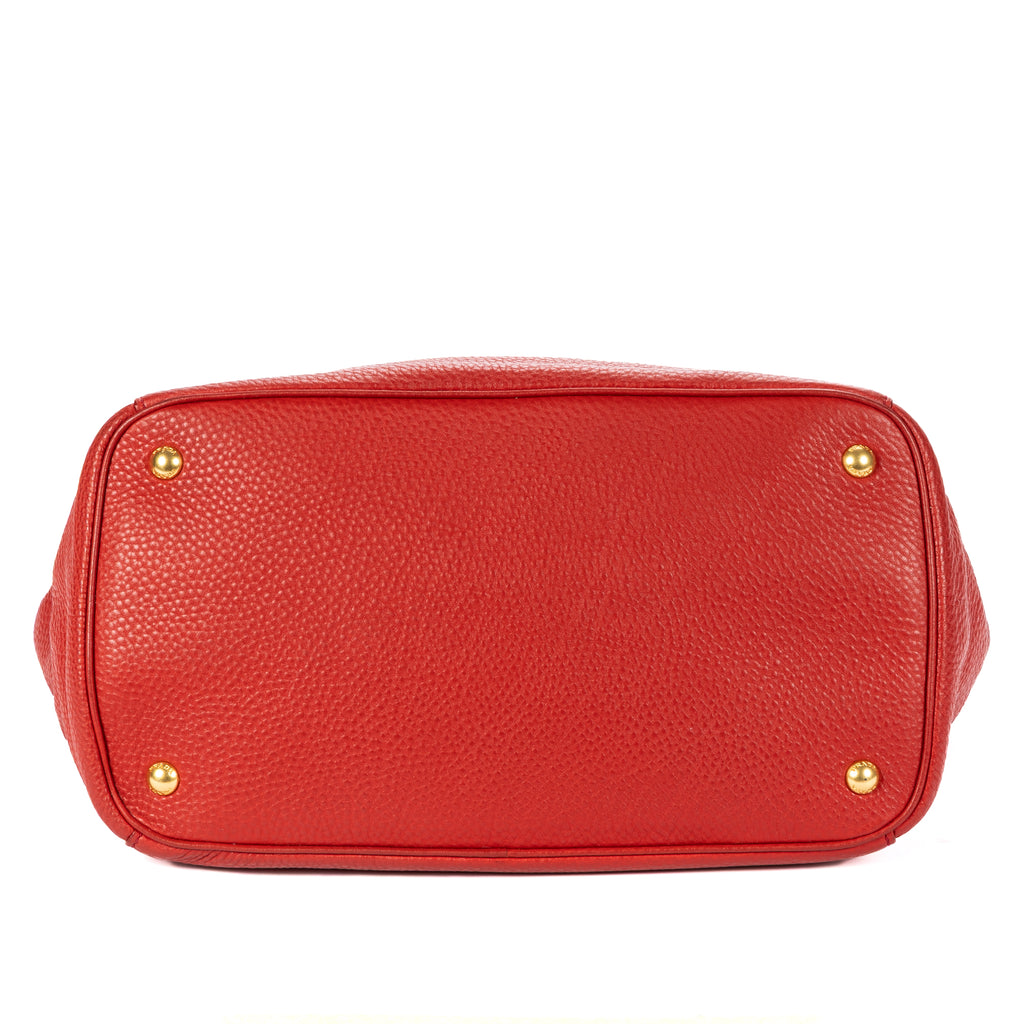 Shoulder Bag Open Tote Red Vitello Phenix Calfskin Leather