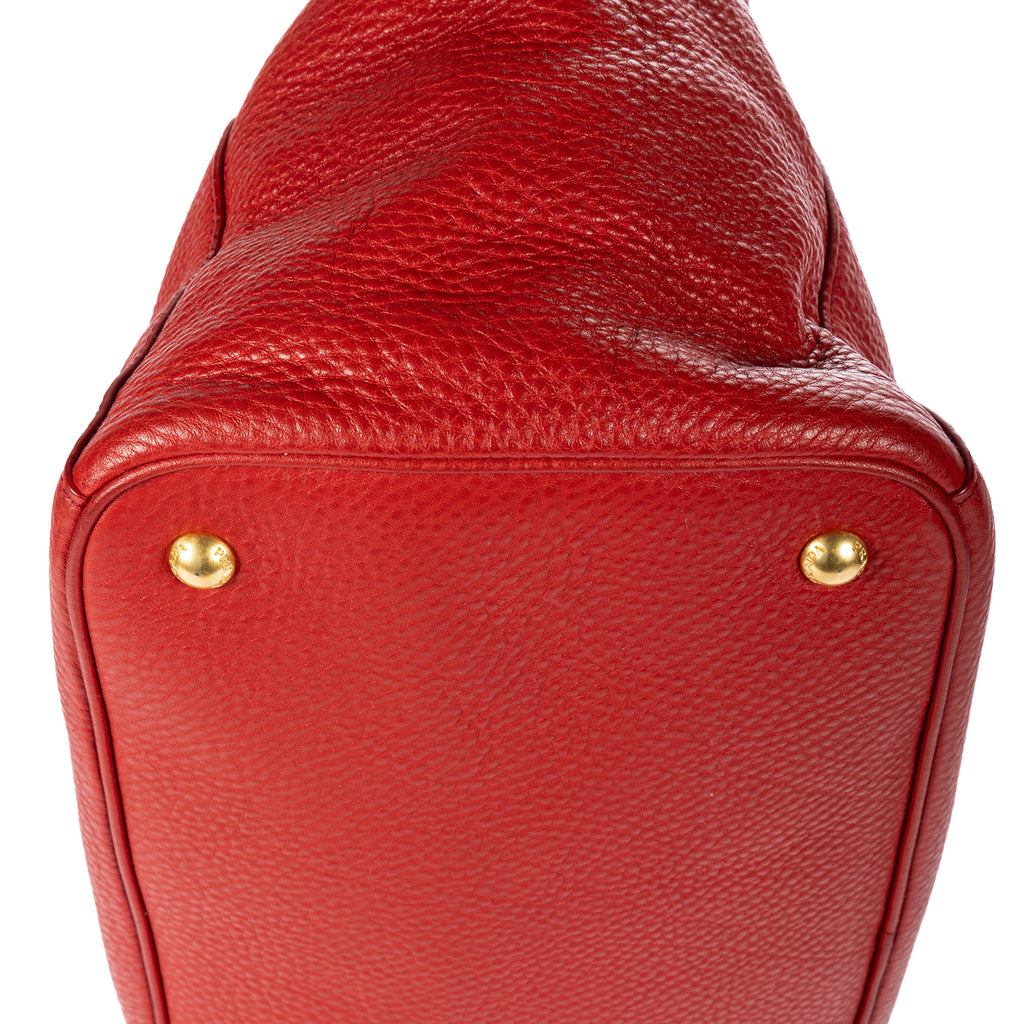Shoulder Bag Open Tote Red Vitello Phenix Calfskin Leather