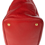 Shoulder Bag Open Tote Red Vitello Phenix Calfskin Leather