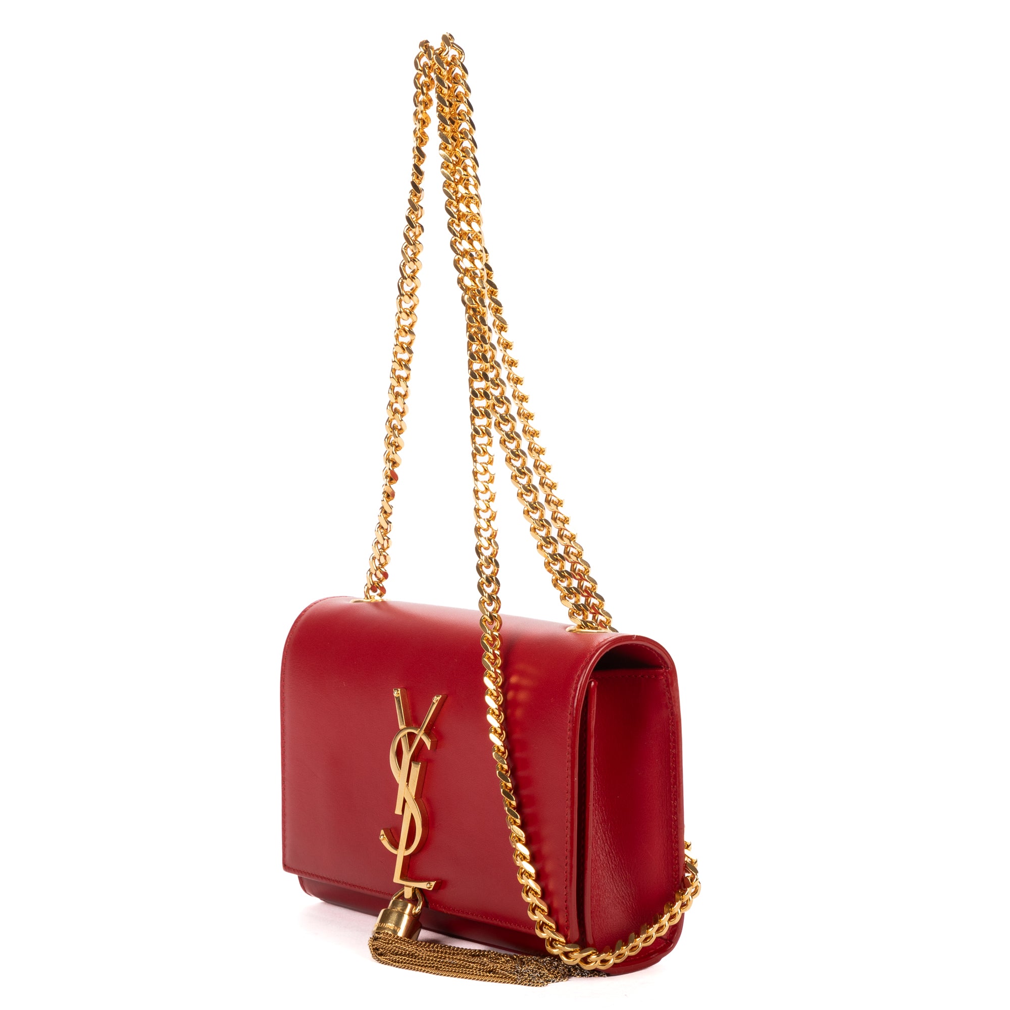 Shoulder Bag Mini Kate Tassel Red Smooth Calfskin Leather