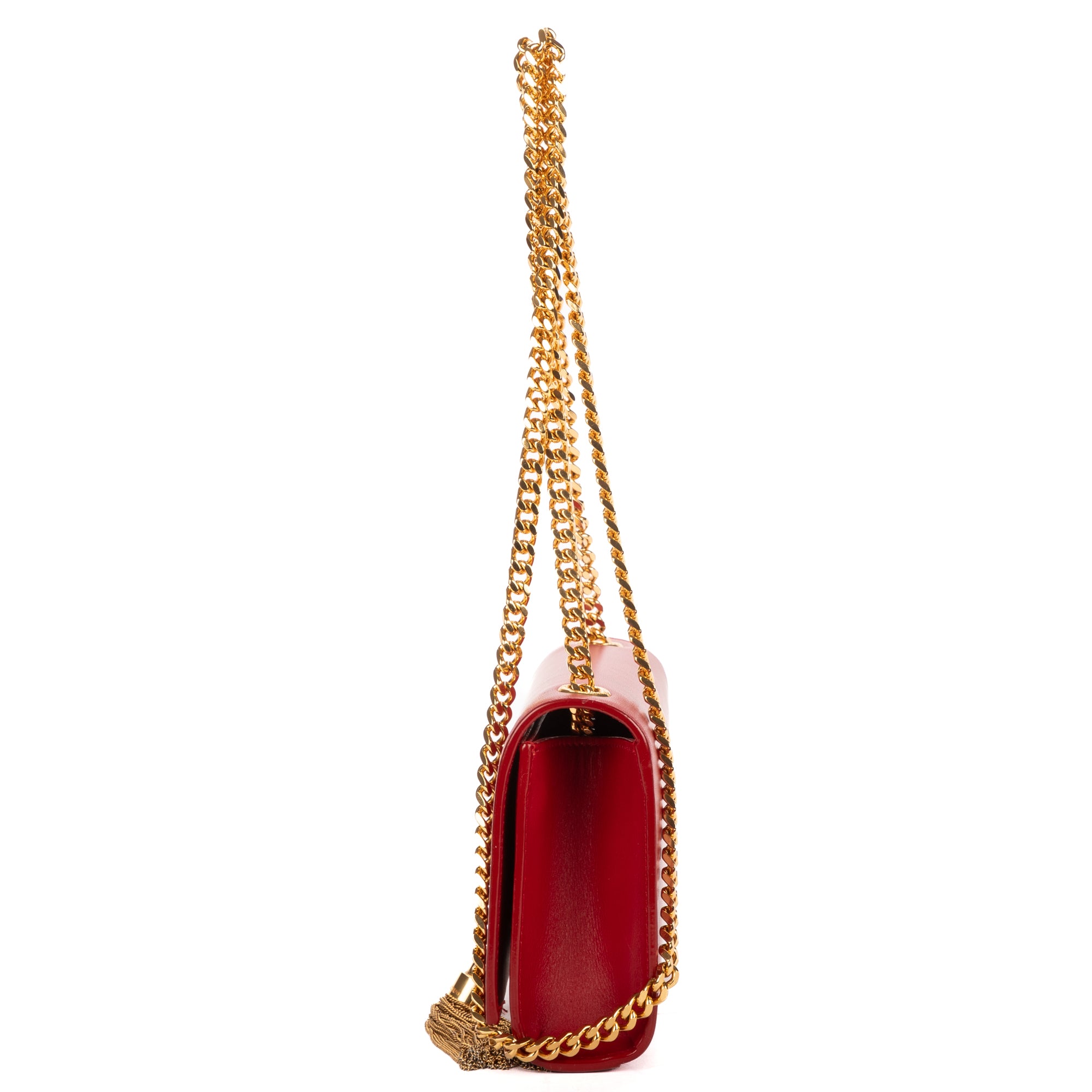 Shoulder Bag Mini Kate Tassel Red Smooth Calfskin Leather