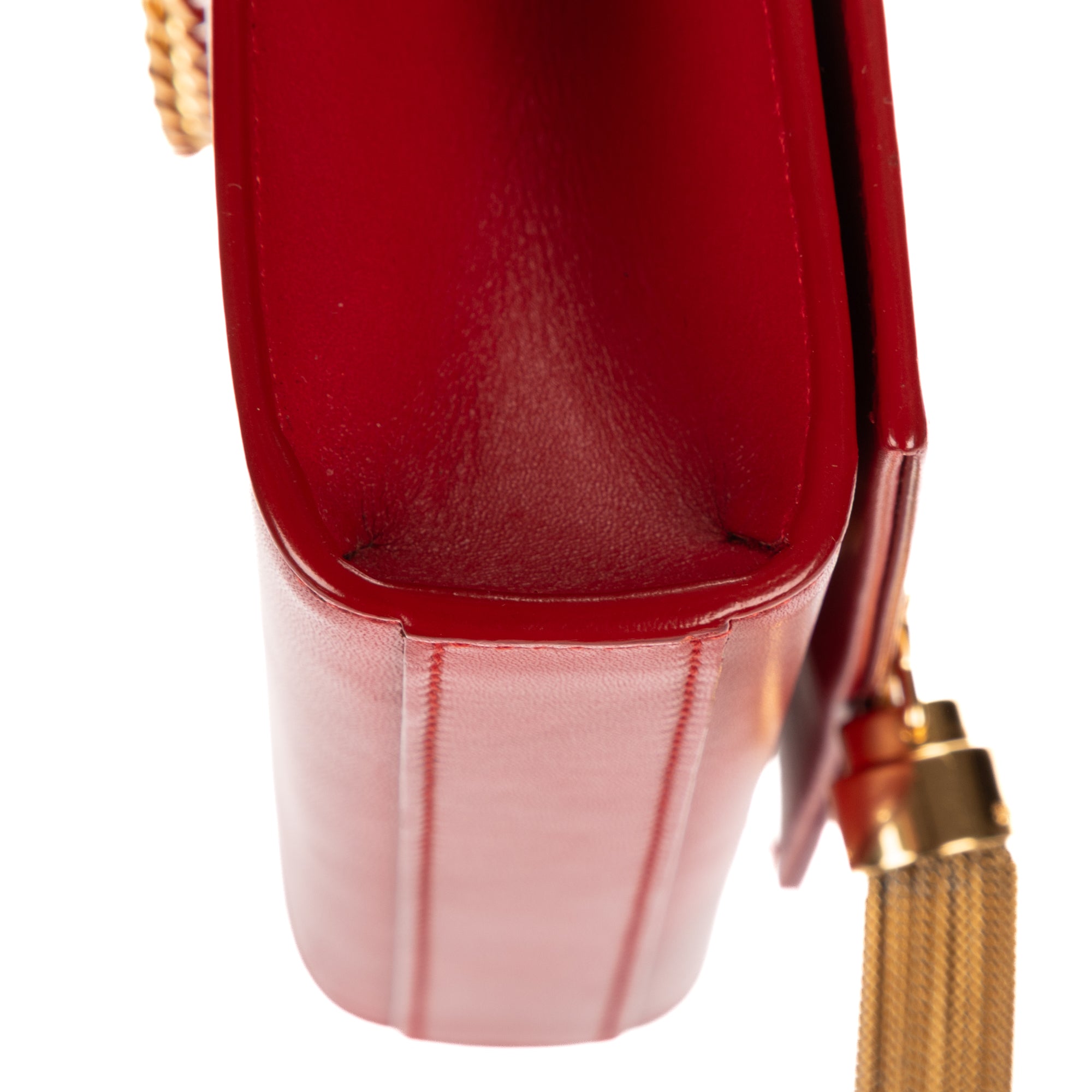 Shoulder Bag Mini Kate Tassel Red Smooth Calfskin Leather