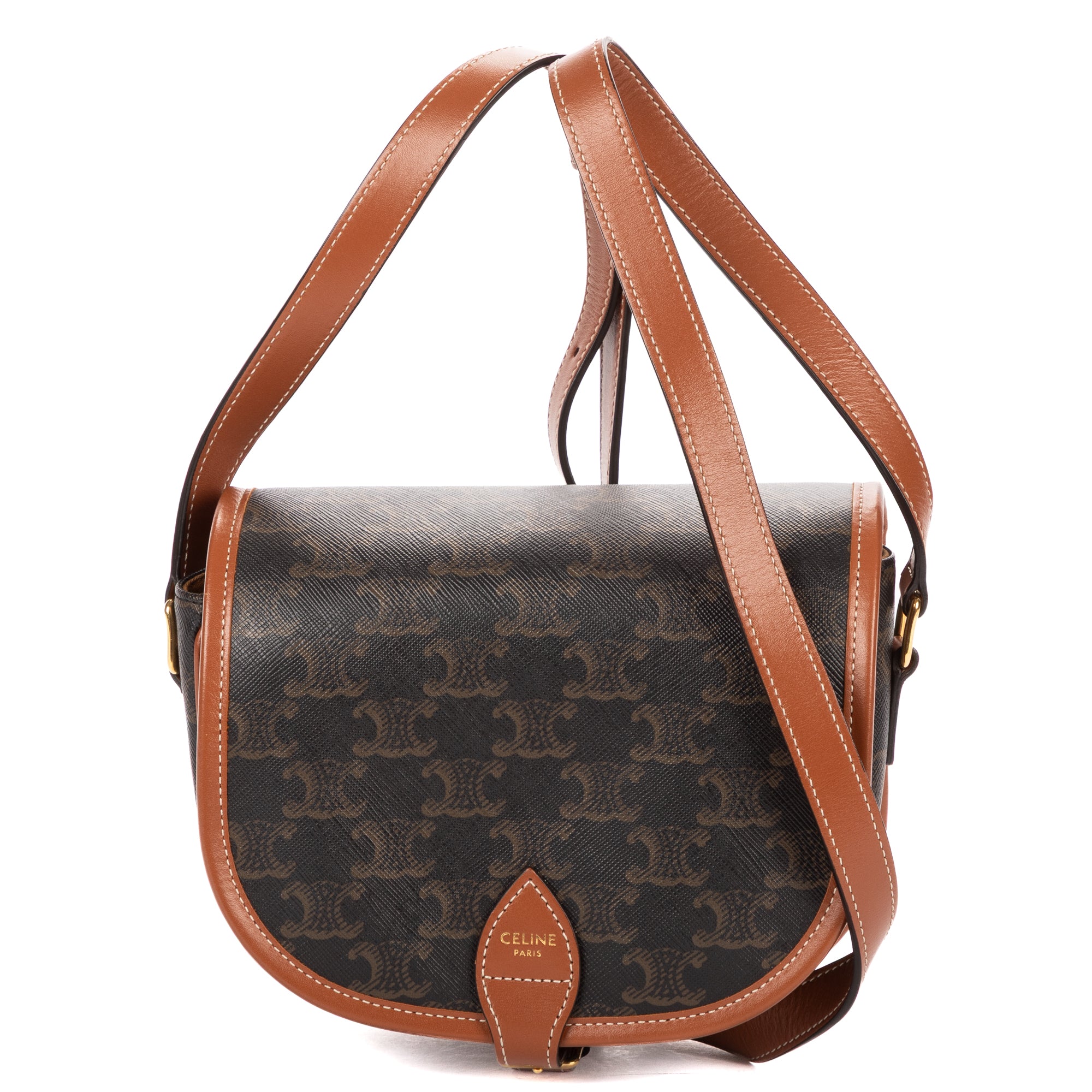 Shoulder Bag Medium Folco Black Triomphe Coated Canvas