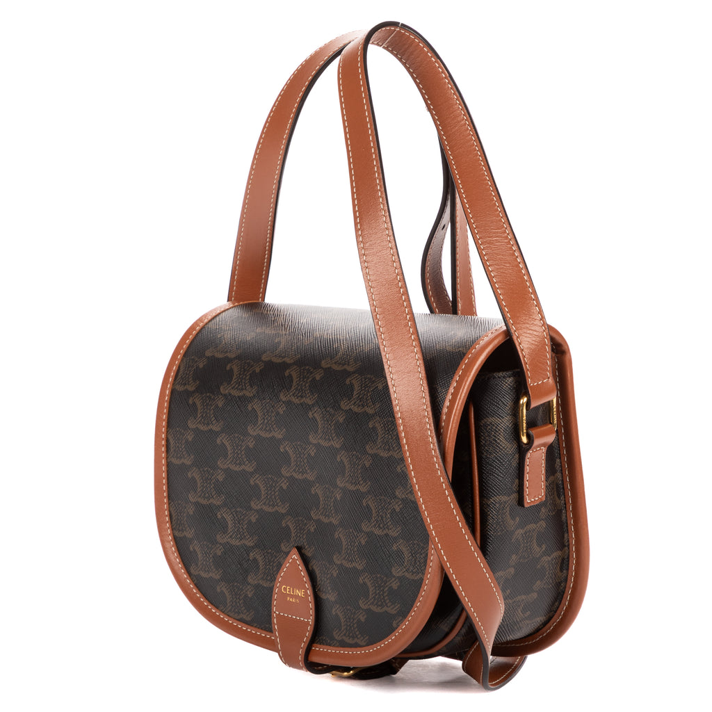 Shoulder Bag Medium Folco Black Triomphe Coated Canvas