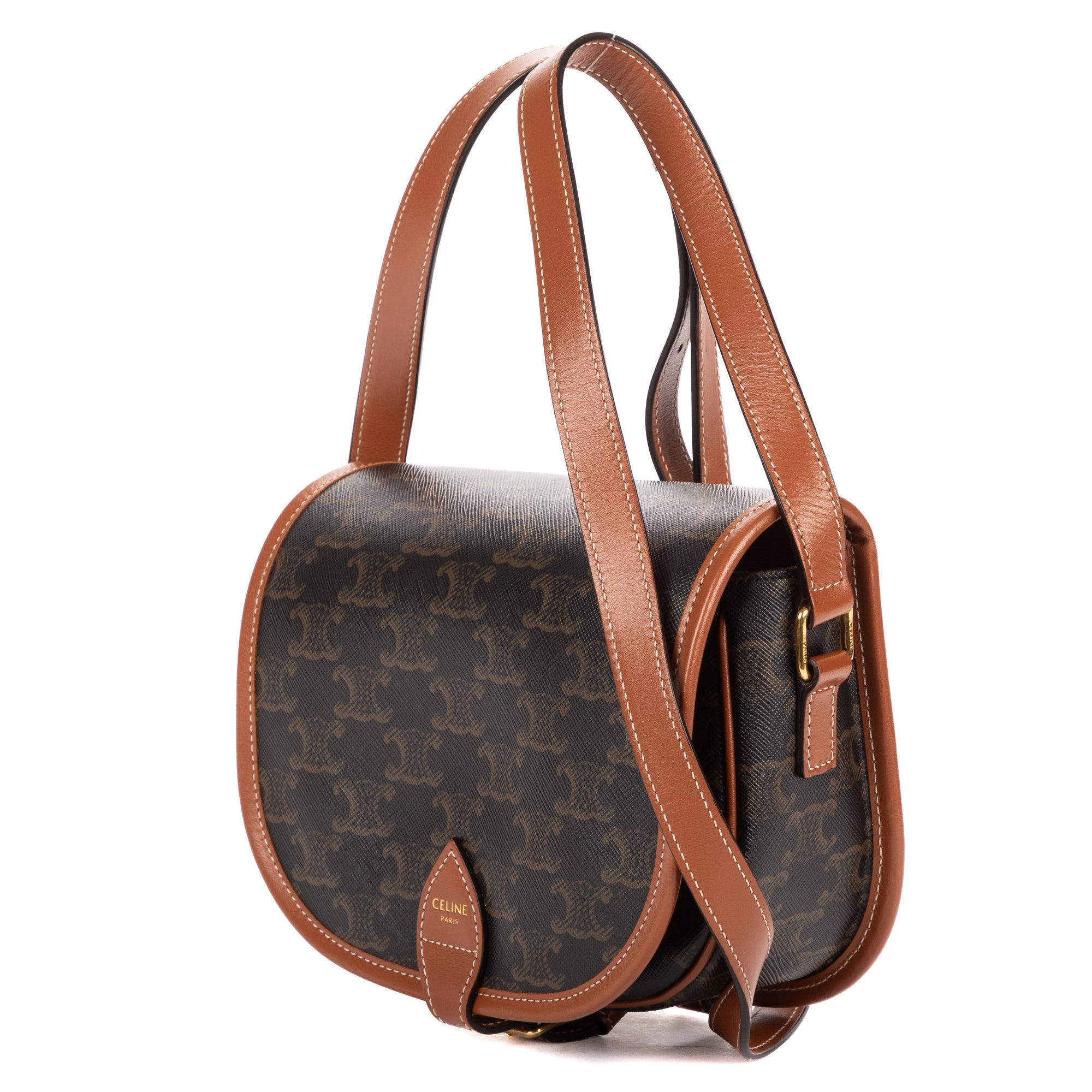 Shoulder Bag Medium Folco Black Triomphe Coated Canvas